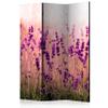 artgeist Acoustic Room Divider Lavendel Nature Wiese 53x68 in - Double-Sided Folding Screen Print on Non-Woven Canvas Acoustic Foam 3 Panel Home Office Violet b-B-0111-z-b view 1