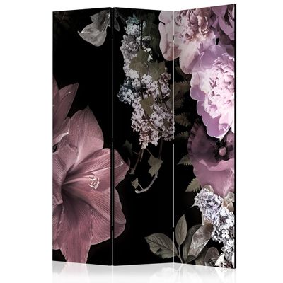 artgeist Acoustic Room Divider Flowers 53x68 in - Double-Sided Folding Screen Print on Non-Woven Canvas Acoustic Foam 3 Panel Home Office Design Nature Black Tropical Azalea b-A-0519-z-b
