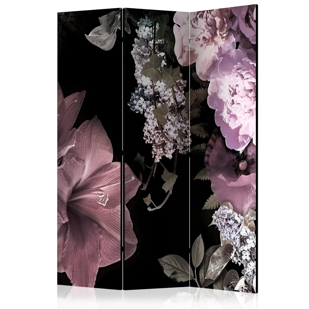 artgeist Acoustic Room Divider Flowers 53x68 in - Double-Sided Folding Screen Print on Non-Woven Canvas Acoustic Foam 3 Panel Home Office Design Nature Black Tropical Azalea b-A-0519-z-b