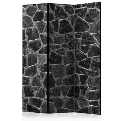 artgeist Acoustic Room Divider Faux Stone 53x68 in - Double-Sided Folding Screen Print on Non-Woven Canvas Acoustic Foam 3 Panel Home Office Black Grey f-B-0118-z-b