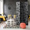 artgeist Acoustic Room Divider Faux Stone 53x68 in - Double-Sided Folding Screen Print on Non-Woven Canvas Acoustic Foam 3 Panel Home Office Black Grey f-B-0118-z-b view 2