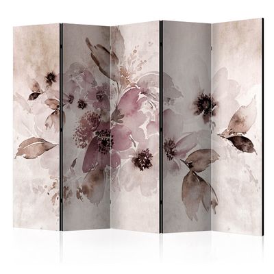 artgeist Acoustic Room Divider Flowers 90x68 in - Double-Sided Folding Screen Print on Non-Woven Canvas Acoustic Foam 5 Panel Home Office Design Botanica Like Painted Nature b-C-0910-z-c