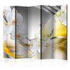 artgeist Acoustic Room Divider Flowers Orchids 90x68 in - Double-Sided Folding Screen Print on Non-Woven Canvas Acoustic Foam 5 Panel Home Office White Yellow Grey a-C-0070-z-c view 1