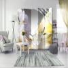 artgeist Acoustic Room Divider Flowers Orchids 90x68 in - Double-Sided Folding Screen Print on Non-Woven Canvas Acoustic Foam 5 Panel Home Office White Yellow Grey a-C-0070-z-c view 2