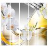 artgeist Acoustic Room Divider Flowers Orchids 90x68 in - Double-Sided Folding Screen Print on Non-Woven Canvas Acoustic Foam 5 Panel Home Office White Yellow Grey a-C-0070-z-c view 4