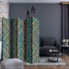 artgeist Acoustic Room Divider 3D Effect 90x68 in - Double-Sided Folding Screen Print on Non-Woven Canvas Acoustic Foam 5 Panel Home Office Design Geometrical Optical f-A-0755-z-c view 2
