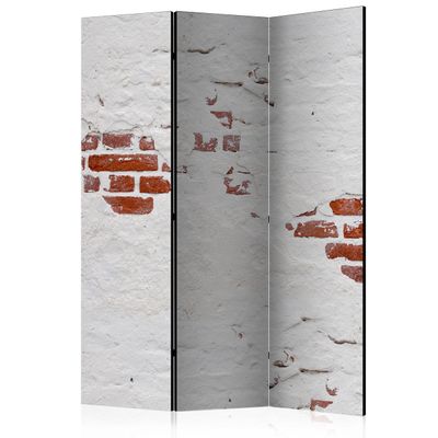 artgeist Acoustic Room Divider Faux Bricks 53x68 in - Double-Sided Folding Screen Print on Non-Woven Canvas Acoustic Foam 3 Panel Home Office Red Grey f-B-0116-z-b