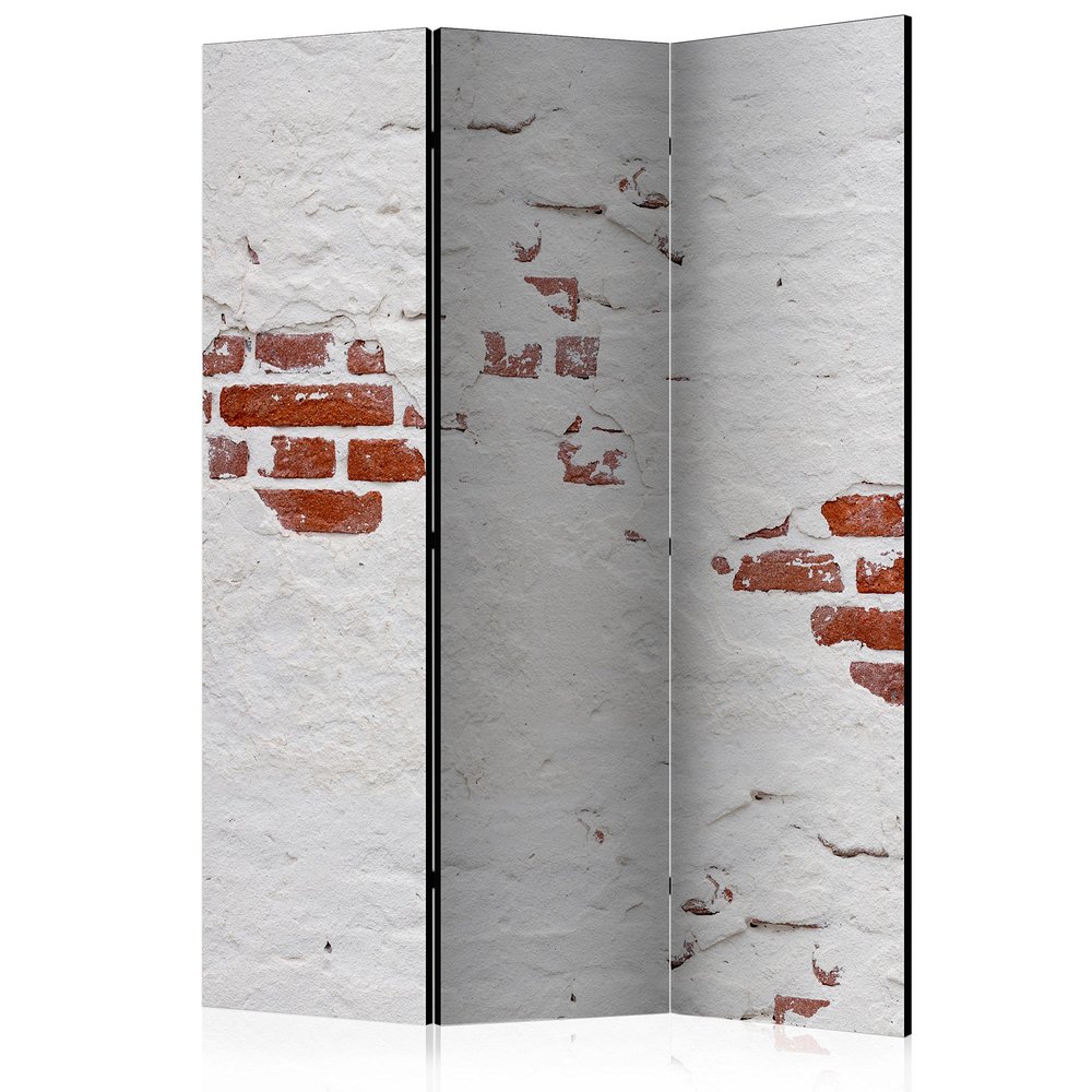 artgeist Acoustic Room Divider Faux Bricks 53x68 in - Double-Sided Folding Screen Print on Non-Woven Canvas Acoustic Foam 3 Panel Home Office Red Grey f-B-0116-z-b