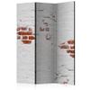 artgeist Acoustic Room Divider Faux Bricks 53x68 in - Double-Sided Folding Screen Print on Non-Woven Canvas Acoustic Foam 3 Panel Home Office Red Grey f-B-0116-z-b view 1