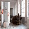 artgeist Acoustic Room Divider Faux Bricks 53x68 in - Double-Sided Folding Screen Print on Non-Woven Canvas Acoustic Foam 3 Panel Home Office Red Grey f-B-0116-z-b view 2