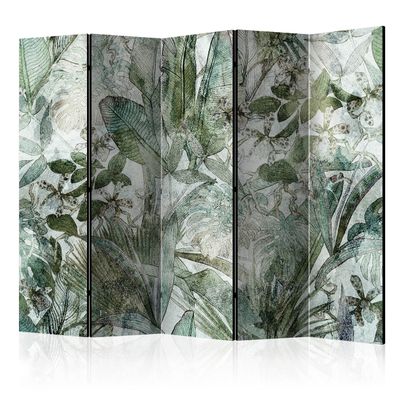 artgeist Acoustic Room Divider Leaves 90x68 in - Double-Sided Folding Screen Print on Non-Woven Canvas Acoustic Foam 5 Panel Home Office Design Nature Botanica Jungle b-C-0871-z-c