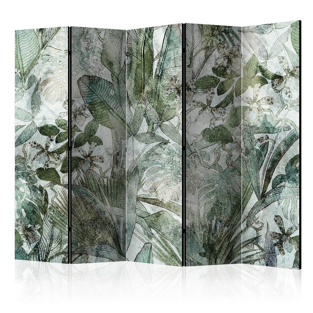 artgeist Acoustic Room Divider Leaves 90x68 in - Double-Sided Folding Screen Print on Non-Woven Canvas Acoustic Foam 5 Panel Home Office Design Nature Botanica Jungle b-C-0871-z-c