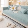 XSlive Farmhouse Cotton Quilted Sofa Cover Weave Pattern Embroidery Sectional Couch Cover Soft Nonslip Sofa Slipcover Furniture Protector Cover for Pets Kids Children Dog Cat (Light Blue,36"x70") view 1