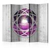 artgeist Acoustic Room Divider Landscape 90x68 in - Double-Sided Folding Screen Print on Non-Woven Canvas Acoustic Foam 5 Panel Home Office Fuchsie Feld Faux Wood Violet c-A-0053-z-c view 1