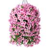 Ammyoo Artificial Hanging Flowers in 12 inch Basket, Fake Plant Silk Orchid Flower Arrangement with Coconut Lining Pot Planter for Patio Garden Porch Deck Spring Summer Decorationr(Pink) view 1
