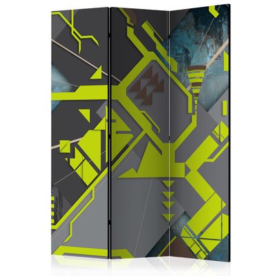 artgeist Acoustic Room Divider Abstract 53x68 in - Double-Sided Folding Screen Print on Non-Woven Canvas Acoustic Foam 3 Panel Home Office Geometrical Yellow Grey n-C-0251-z-b