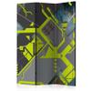 artgeist Acoustic Room Divider Abstract 53x68 in - Double-Sided Folding Screen Print on Non-Woven Canvas Acoustic Foam 3 Panel Home Office Geometrical Yellow Grey n-C-0251-z-b view 1