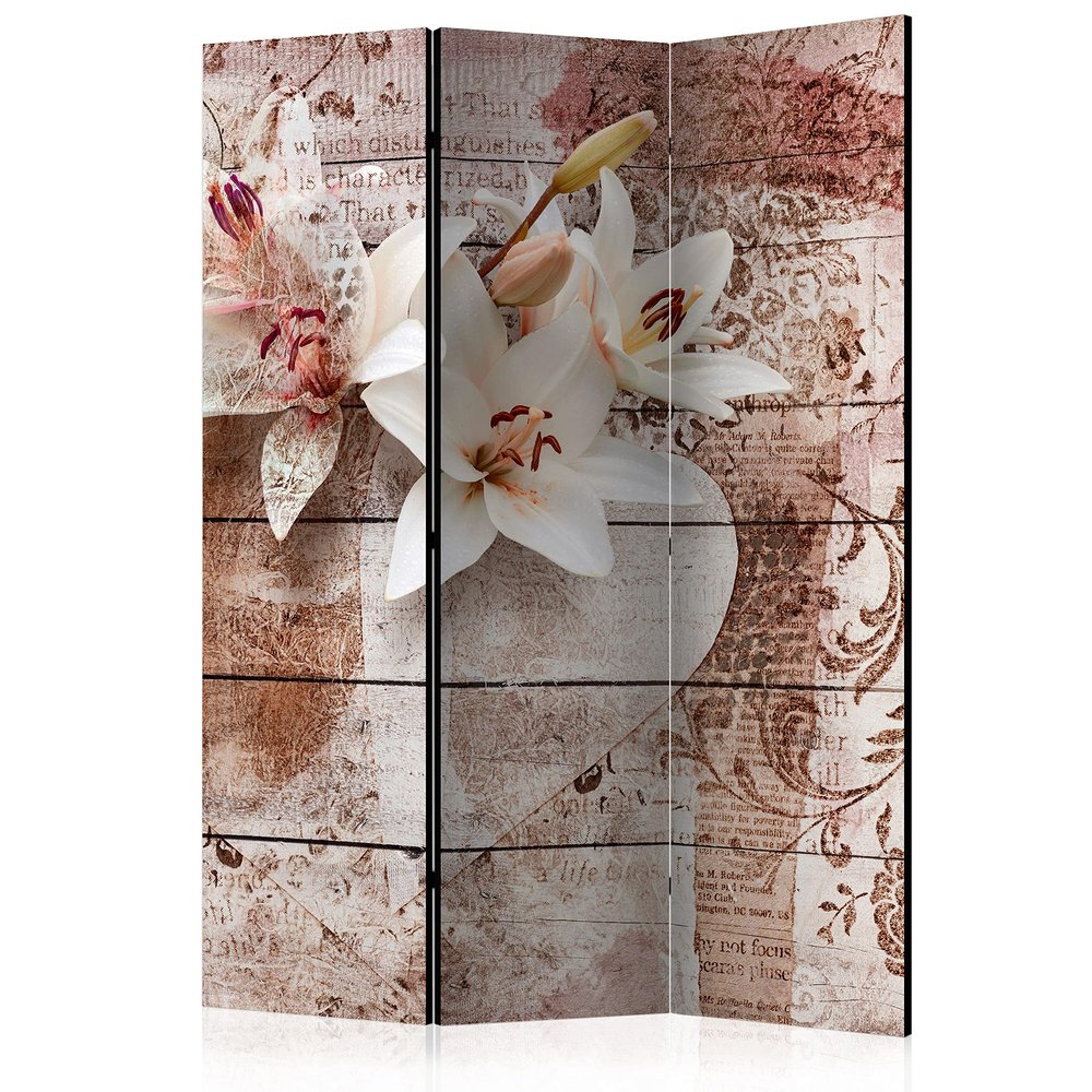 artgeist Acoustic Room Divider Retro Vintage 53x68 in - Double-Sided Folding Screen Print on Non-Woven Canvas Acoustic Foam 3 Panel Home Office Design Flowers Nature Botanica f-A-0616-z-b