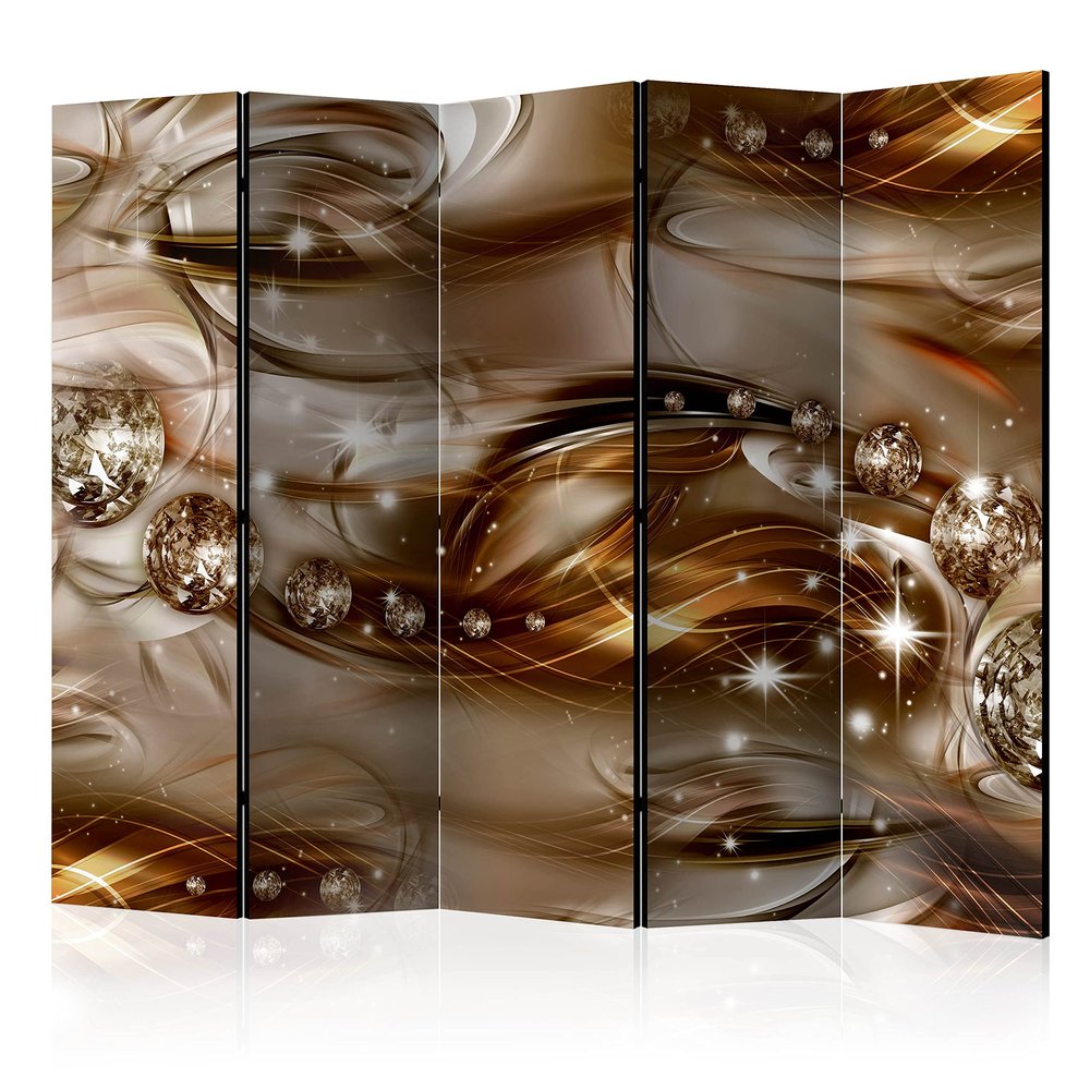artgeist Acoustic Room Divider Abstract 90" Wx68 H Double-Sided Folding Screen Print on Non-Woven Canvas Acoustic Foam 5 Panel Home Office Design Diamond Ornament Modern a-A-0258-z-c