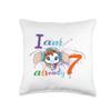 7th Birthday Cute Unicorn Party Bday Celebration Throw Pillow view 1