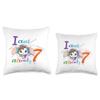 7th Birthday Cute Unicorn Party Bday Celebration Throw Pillow view 3