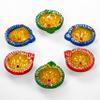 Earthen Diya Handmade Clay Terracotta Diwali Diya Tea Light Holder for Pooja Deepak Decoration Deepam Decorative Lighting Accessories Traditional Indian Festival Dcor (Circle Shape - Set of 6) view 1