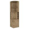 FM FURNITURE The Seattle Corner Bar Cabinet with 3 Open Shelves, Glass Rack, 8 Bottle Cubbies, and Double Doors, Macadamia view 1
