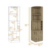 FM FURNITURE The Seattle Corner Bar Cabinet with 3 Open Shelves, Glass Rack, 8 Bottle Cubbies, and Double Doors, Macadamia view 3