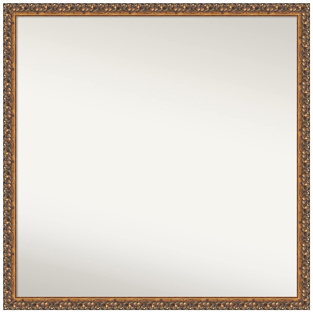 Amanti Art Bronze Bathroom Mirror for Over Sink, 28x28 Antique Bronze Square Vanity Mirror, Large Traditional Wood Frame, Hangs Horizonally and Vertically, Bathroom Wall Decor, Non-Beveled Edge