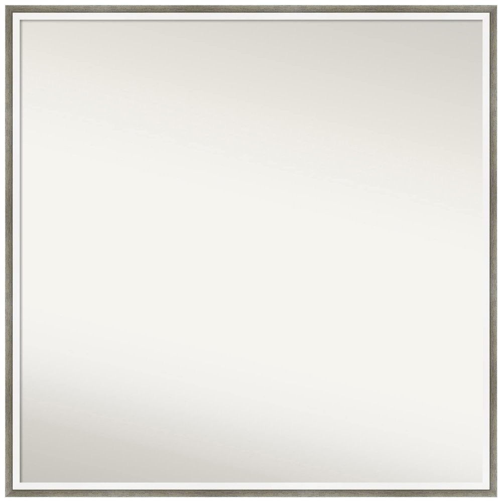 Amanti Art Silver Bathroom Mirror for Over Sink, 27x27 Lucie Silver White Square Vanity Mirror, Large Modern Wood Frame, Hangs Horizonally and Vertically, Bathroom Wall Decor, Non-Beveled Edge