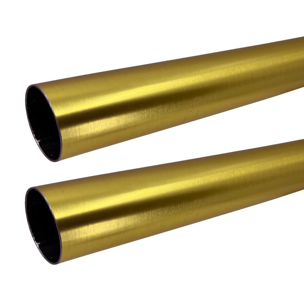 48" HEAVY DUTY Round Closet Rod | 32mm Diameter | Satin Brass Clothes Pole | 2 Pack
