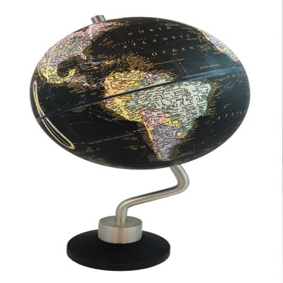 Monaco 9" Diameter Globe, USA Cartography with Mountain Relief, Sturdy Metal and Black Designer Black Ocean Globe Ball. The 9" diameter Monaco globe features the best of modern and European styling. The black ocean globe is highlighted by colorful co