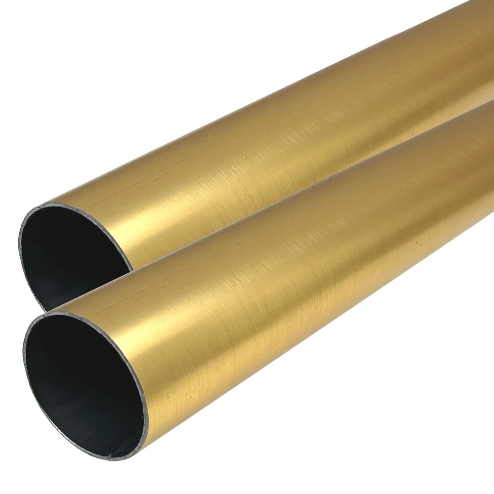 94" HEAVY DUTY Round Closet Rod | 32mm Diameter | Satin Brass Clothes Pole | 2 Pack
