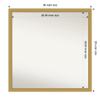 Amanti Art Gold Bathroom Mirror for Over Sink, 28x28 Grace Brushed Gold Narrow Square Vanity Mirror, Large Casual Frame, Hangs Horizonally and Vertically, Bathroom Wall Decor, Non-Beveled Edge view 4