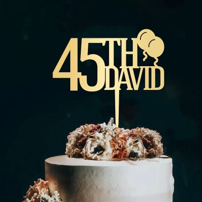 Personalized Birthday Cake Topper Personalised Name And Number Acrylic Cake Topper Wedding Birthday Cake Decorations Elegant Gold Cake Accessories for Anniversary Engagement Cake Party Decoration