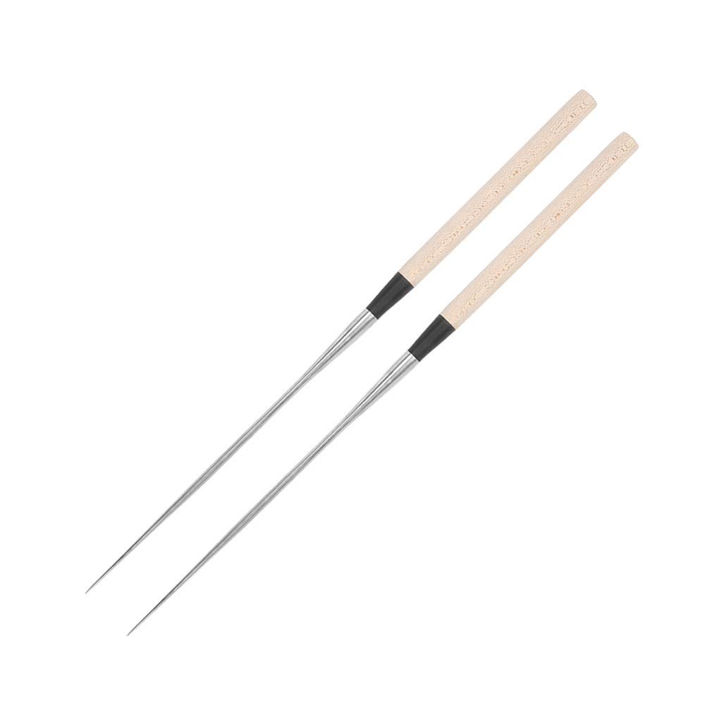 Cooking Chopsticks, Stainless Steel Sushi Chopstick Reusable Long Chopsticks Japanese Chopstick with Wood Handle for Hot Pot Frying(L)