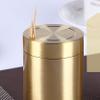 UPTALY 1 pcs 100% Brass Toothpick Holder (Small Cylindrical Shape), Thicken Tooth Picks Container (Gold Color), Toothpicks Storage Box, Small Copper Toothpick Dispensers view 2