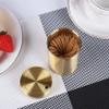 UPTALY 1 pcs 100% Brass Toothpick Holder (Small Cylindrical Shape), Thicken Tooth Picks Container (Gold Color), Toothpicks Storage Box, Small Copper Toothpick Dispensers view 3