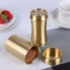 UPTALY 1 pcs 100% Brass Toothpick Holder (Small Cylindrical Shape), Thicken Tooth Picks Container (Gold Color), Toothpicks Storage Box, Small Copper Toothpick Dispensers view 4