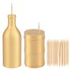 UPTALY 2 pcs 100% Brass Toothpick Holders (Bottle Shape + Bamboo Shape), Thicken Tooth Picks Container (Gold Color), Countertop Toothpick Storage Box, Copper Toothpick Dispensers view 1