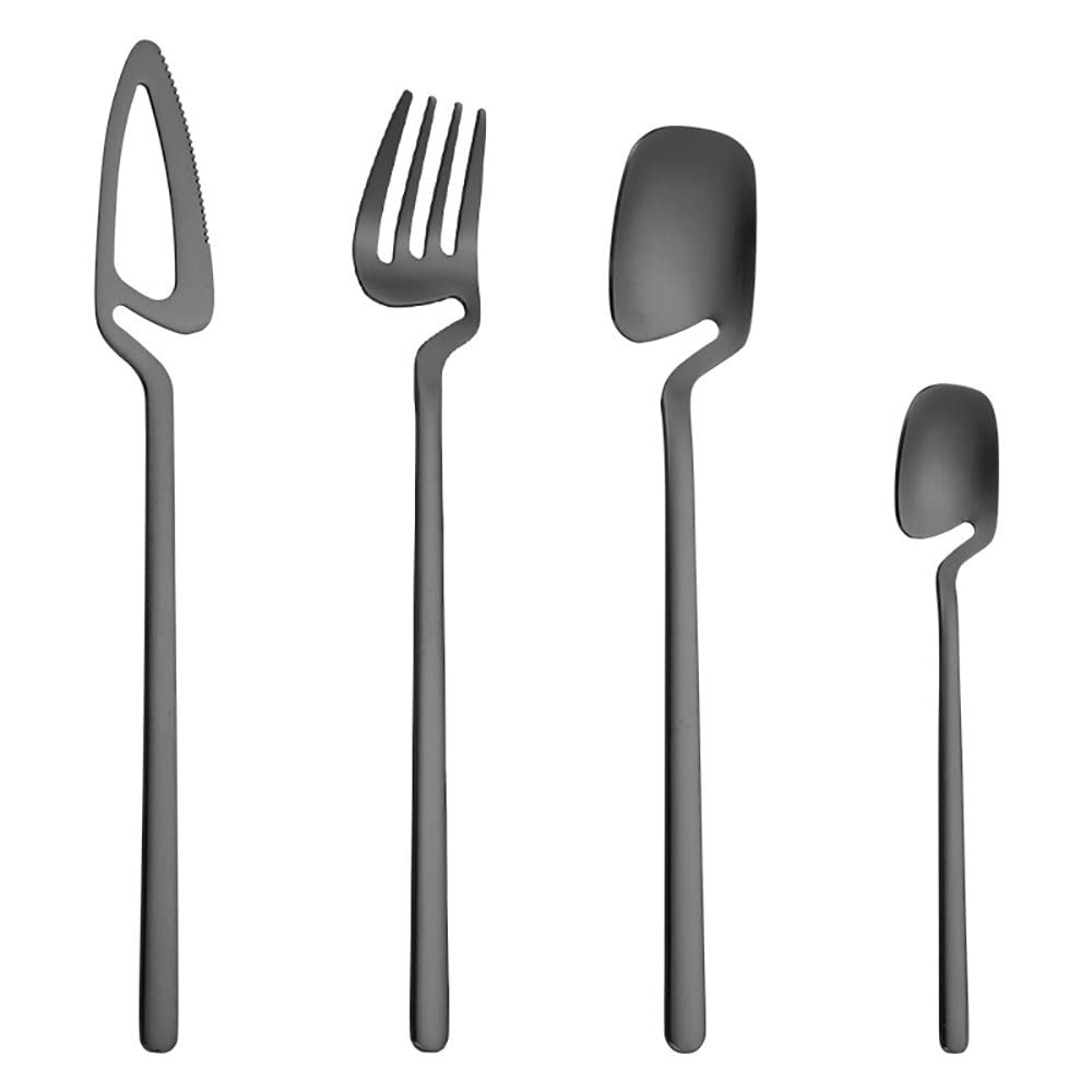 40 Black Hangable Silverware Set for 10 Include Spoons Forks Knifes Teaspoons 18/10 Stainless Steel Hanging Flatware Set Kitchen Wedding Restaurant Cutlery Utensil Set Delicate Tableware