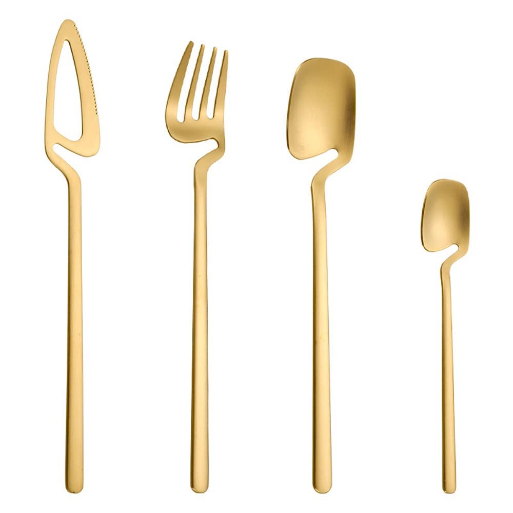 40 Gold Hangable Silverware Set for 10 Include Spoons Forks Knifes Teaspoons 18/10 Stainless Steel Hanging Flatware Set Kitchen Wedding Restaurant Cutlery Utensil Set Delicate Tableware