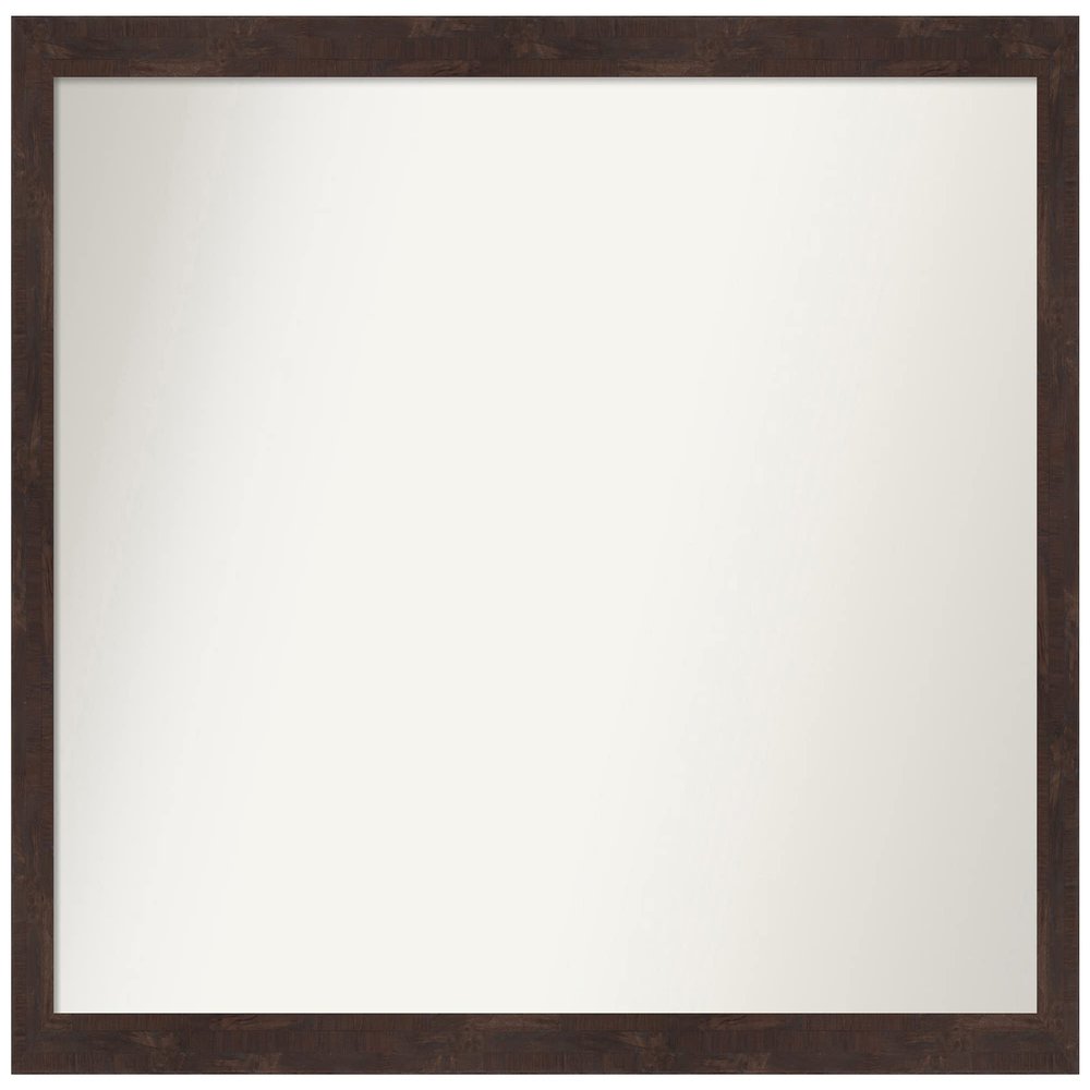 Amanti Art Brown Bathroom Mirror for Over Sink, 27x39 Fresco Dark Walnut Rectangle Vanity Mirror, Large Country Rustic Wood Frame, Hangs Horizonally and Vertically, Bathroom Wall Decor, Non-Beveled