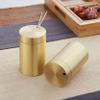 UPTALY 2 pcs 100% Brass Toothpick Holders (Bottle Shape + Cylindrical Shape), Thicken Tooth Picks Container (golden), Toothpicks Storage Box, Copper Toothpick Dispensers, Decorative Toothpick Jar view 2