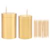UPTALY 2 pcs 100% Brass Toothpick Holders (Cylindrical Shape, Large+Small), Thicken Tooth Picks Container (Gold Color), Countertop Toothpick Storage Box, Copper Toothpick Dispensers view 1