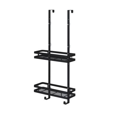 TOMYEUS Shower Caddy Bathroom Shelf Stainless Steel Bathroom Shelf Wall Mounted Matte Black 2-Layer Shower Rack Door Hanging Basket Bathroom Storage Organizer Shelf Shower Organizer (Color : Small)