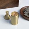 UPTALY 2 pcs 100% Brass Toothpick Holders (Bottle Shape + Concave Shape A), Thicken Tooth Picks Container (Gold Color), Countertop Toothpick Jar, Copper Toothpick Dispensers view 2
