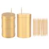 UPTALY 2 pcs 100% Brass Toothpick Holders (Bamboo Shape+Cylindrical Shape), Thicken Tooth Picks Container (Gold Color), Countertop Toothpick Storage Box, Copper Toothpick Dispensers view 1