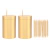 UPTALY 2 pcs 100% Brass Toothpick Holders (Cylindrical Shape), Thicken Tooth Picks Container (Gold Color), Countertop Toothpick Storage Box, Copper Toothpick Dispensers view 1