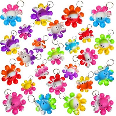 Roaqua 30 Packs Bulk octopus Mini Pop Keychain,Sea Animal Party,Fidget for Teens and Kids Birthday Party Favors Supplies Summer Student Prizes